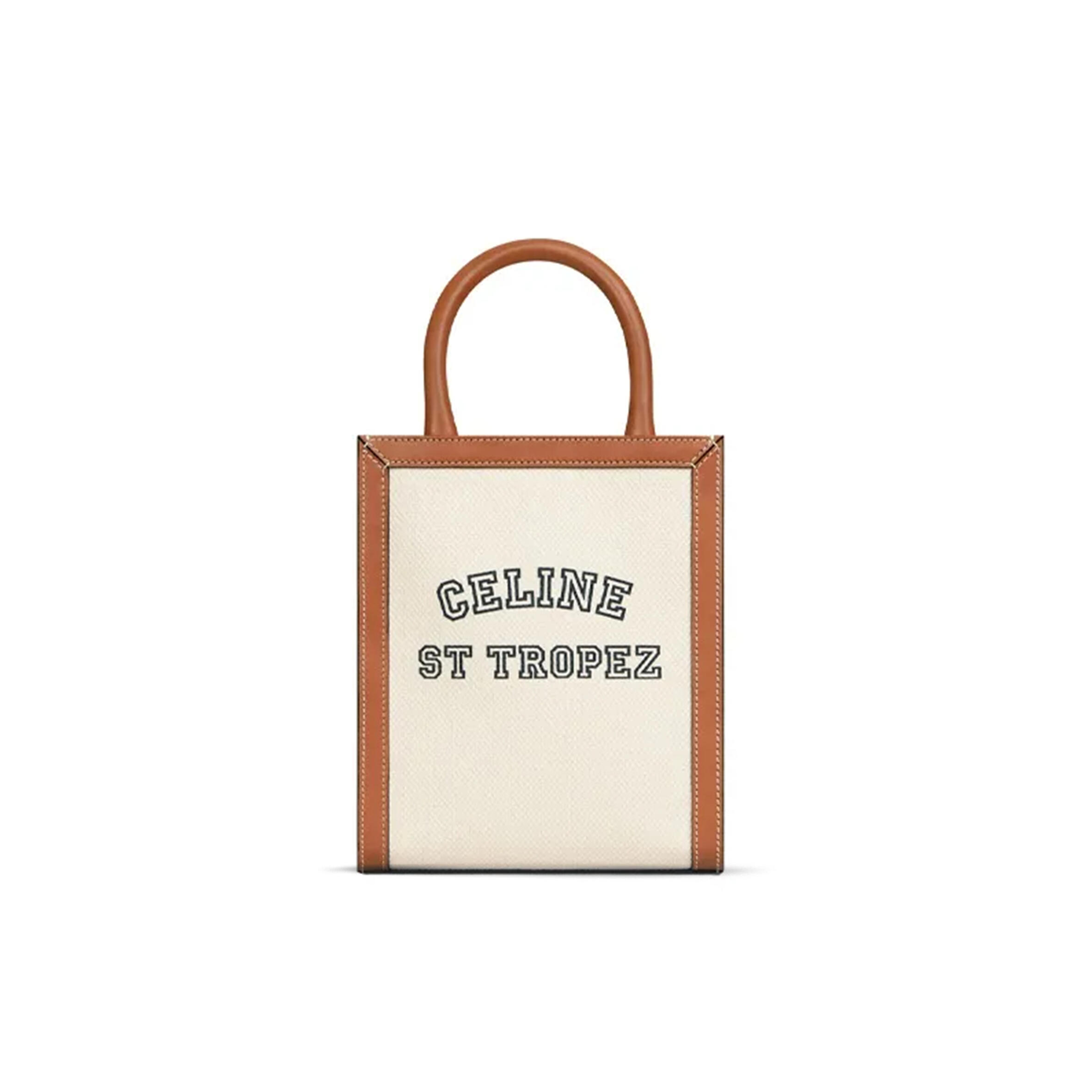 CELINE MINI TOTE IN CABAS TRIOMPHE CANVAS AND CALFSKIN 193302DHW.02NT (21*17*4cm)